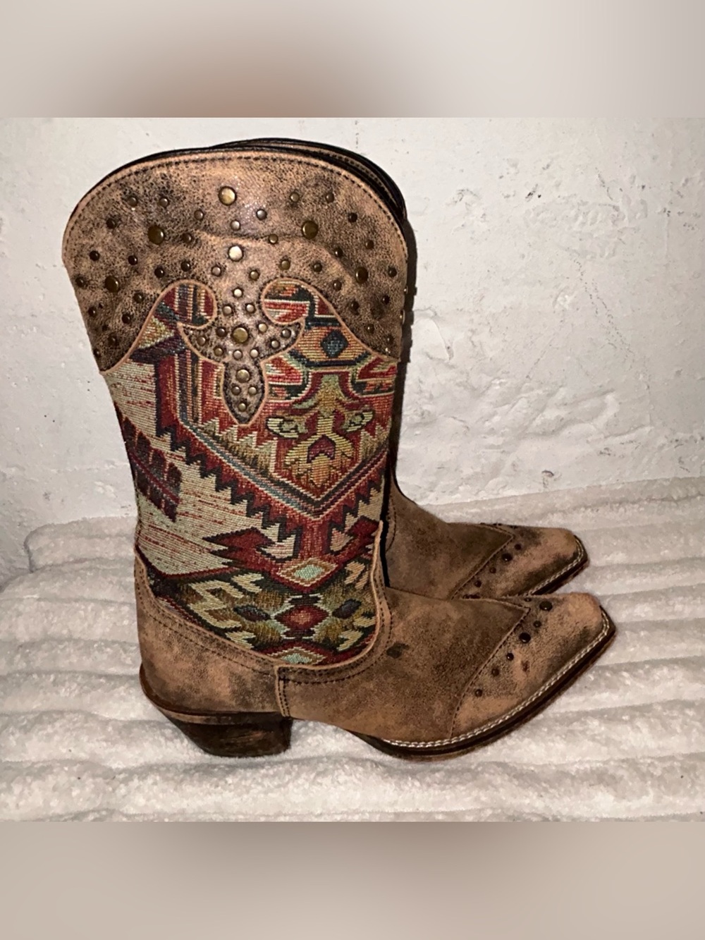 Aztec western pointed toe multicolor bling cowboy boots